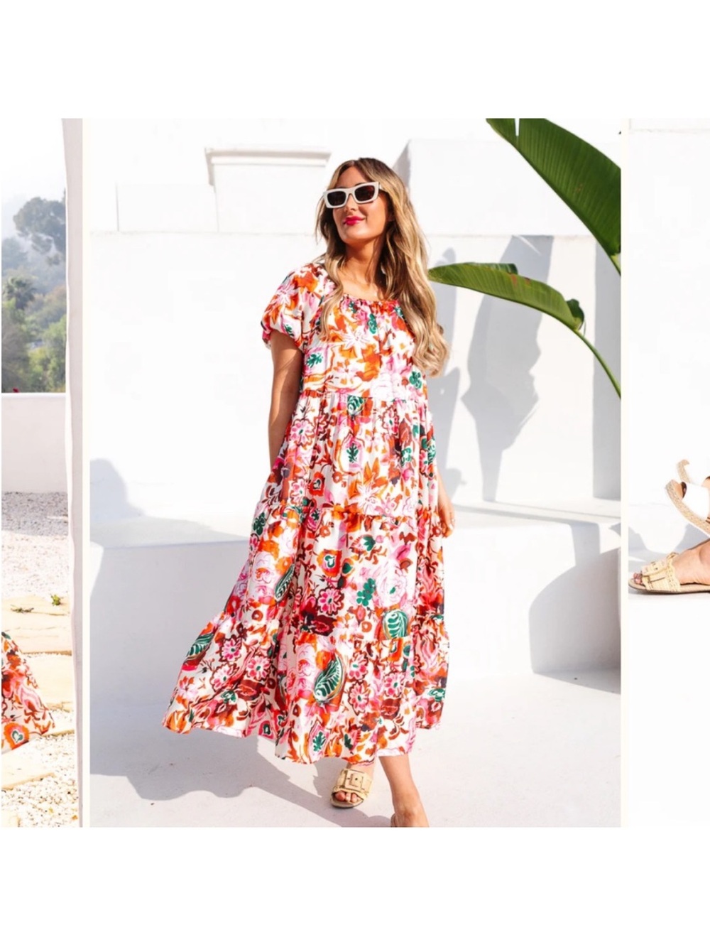 Ivy City Co Harvey Short Puff Sleeve Midi Floral Dress 2X - Picture 2 of 10